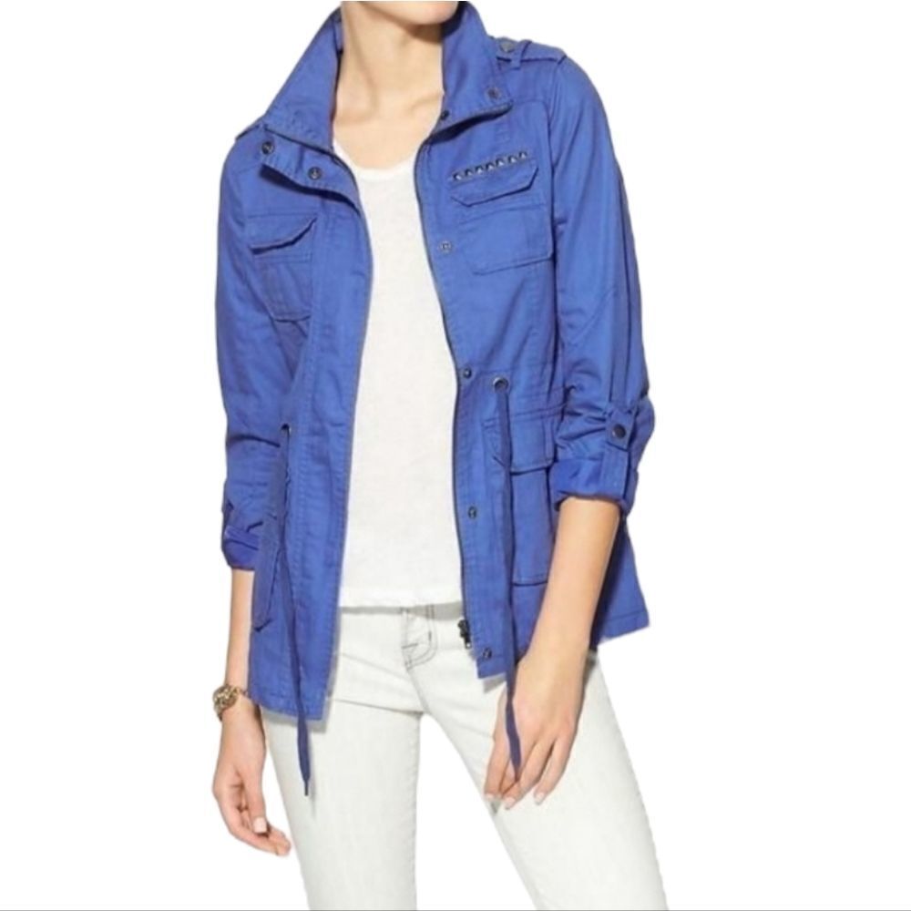 HIVE & HONEY jacket blue anorak utility military studded coat S